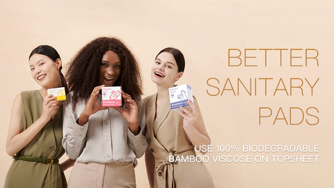 ECO BOOM better bamboo sanitary pads use 100% biodegradable bamboo viscose on topsheet.